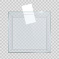 Creative illustration of realistic empty transparent ballot box with voting paper in hole isolated on background. Art desig