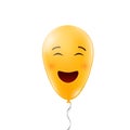 Creative illustration of realistic smiling balloons face isolated on background. Inspirational quote art design. Positive mood