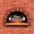Creative Illustration Of Stone Brick, Pizza Firewood Oven With Fire Isolated On Background. Art Design Home Bakery. Abstract
