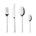 Creative illustration top view cutlery set of silver fork, spoon, knife isolated on background. Art design kitchen silverware Royalty Free Stock Photo