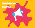 Creative illustration of world live breaking news.Breaking news concept with loudspeker icon . TV channel show broadcast art