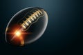 Creative image of a black and gold American football ball on a dark background photorealism. American sports, big final, strength Royalty Free Stock Photo