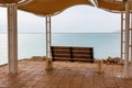 Creative image of the Dead Sea at dawn blue hour before sunrise