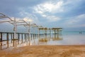 Creative image of the Dead Sea at dawn blue hour before sunrise