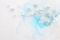 Creative image of pastel blue Hydrangea flowers on artistic ink background Royalty Free Stock Photo