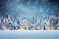 creative image of snowy winter village with Christmas.