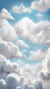 A creative imaginative image of white clouds forming shapes in the sky such as animals, faces, objects inspiring curiosity wonder