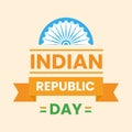 Creative Indian Republic Day Font Text With Half Ashoka Wheel On Peach Background For India National Festival Celebration