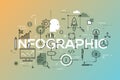 Creative infographic banner with elements in thin line style Royalty Free Stock Photo