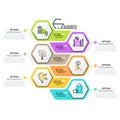 Creative infographic design template with 6 hexagonal elements