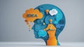 Creative infographic of human brain and idea process Royalty Free Stock Photo