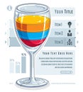 Creative infographics composition, 3d wineglass with three layer