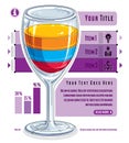 Creative infographics concept, 3d wineglass with three layered l