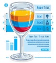 Creative infographics concept, 3d wineglass with three layered