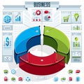 Creative infographics element, 3d three sectors circle idea, vector illustration. Royalty Free Stock Photo
