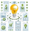 Creative infographics elements, bright idea light bulb, vector i Royalty Free Stock Photo