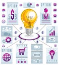 Creative infographics elements, bright idea light bulb, vector i Royalty Free Stock Photo