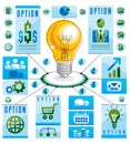 Creative infographics elements, bright idea light bulb, vector i Royalty Free Stock Photo