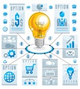 Creative infographics elements, bright idea light bulb. Royalty Free Stock Photo