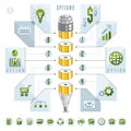 Creative infographics elements, pencil idea,vector illustration. Royalty Free Stock Photo