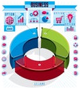 Creative infographics template, three sectored 3d circle idea, v Royalty Free Stock Photo