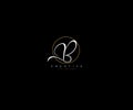 Creative Initial B Letter Gold Line Manual Elegant Minimalist Signature Logo