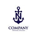 Initial letter n with Anchor blue color logo