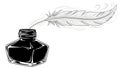 Creative Ink Bottle with Feather Quill Illustration Royalty Free Stock Photo