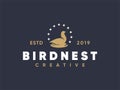 Creative Inspirational Bird Nest Hipster Logo Emblem