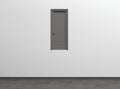 Creative interior concept of a room with one door. Conceptual realism. Modern Art.  3D rendering illustration. Royalty Free Stock Photo