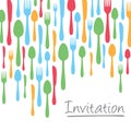 Creative invitation card design with cutlery borde