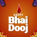 Creative invitation greeting card of happy bhai dooj celebration greeting card