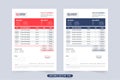 Creative invoice template design for payment information. Business stationery and invoice vector with red and dark blue color. Royalty Free Stock Photo