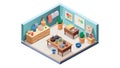 Creative Isometric Office Workspace Design for Productivity and Collaboration. vector design Generative AI Royalty Free Stock Photo