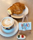 Italian breakast with creative stones