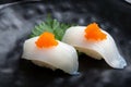 Creative Japanese food Ika Nigiri Sushi Squid Sushi Royalty Free Stock Photo