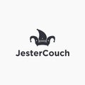 Creative Jester hat Couch Logo icon vector template Royalty Free Stock Photo