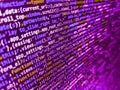 Creative Js HTML5 closeup set on background. Failure in the program, blue screen, programming. Big data storage and cloud Royalty Free Stock Photo
