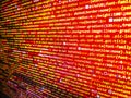 Creative Js HTML. Website development. Data optimization. Php Code on computer screen. Programmer occupation. Programming text on Royalty Free Stock Photo