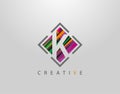 Creative K Letter Logo. Modern Abstract Square Geometric Initial K Icon Royalty Free Stock Photo
