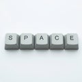 Creative keyboard keys spell out SPACE for modern technology and communication concepts, perfect for digital innovation themes Royalty Free Stock Photo