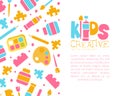 Creative Kids Banner Template with Space for Text, Education, Art, Craft, Creativity Class, School Design, Art Supplies