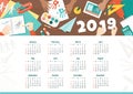 Creative kids at school calendar 2019 Royalty Free Stock Photo