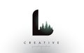 Creative L Letter Logo Idea With Pine Forest Trees. Letter L Design With Pine Tree on Top Royalty Free Stock Photo