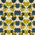 Creative labyrinth mosaic seamless pattern. Geometric maze wallpaper. Plus sign background