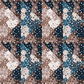 Creative labyrinth mosaic seamless pattern. Geometric maze wallpaper. Plus sign background