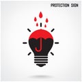 Creative lamp and protection concept background
