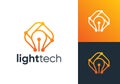 creative lamp technology logo. best innovation energy idea logo design Royalty Free Stock Photo