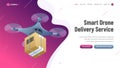 Creative landing page illustration with Quadcopter and shipping