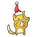 A creative laughing fox gradient cartoon of a wearing santa hat